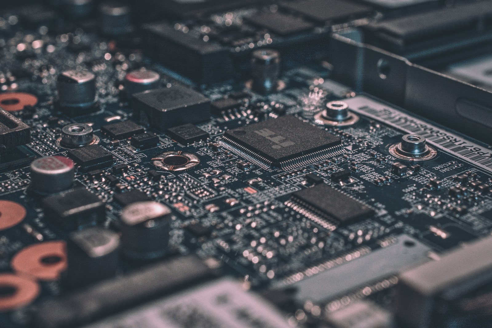 Macro shot of a laptop circuit board
