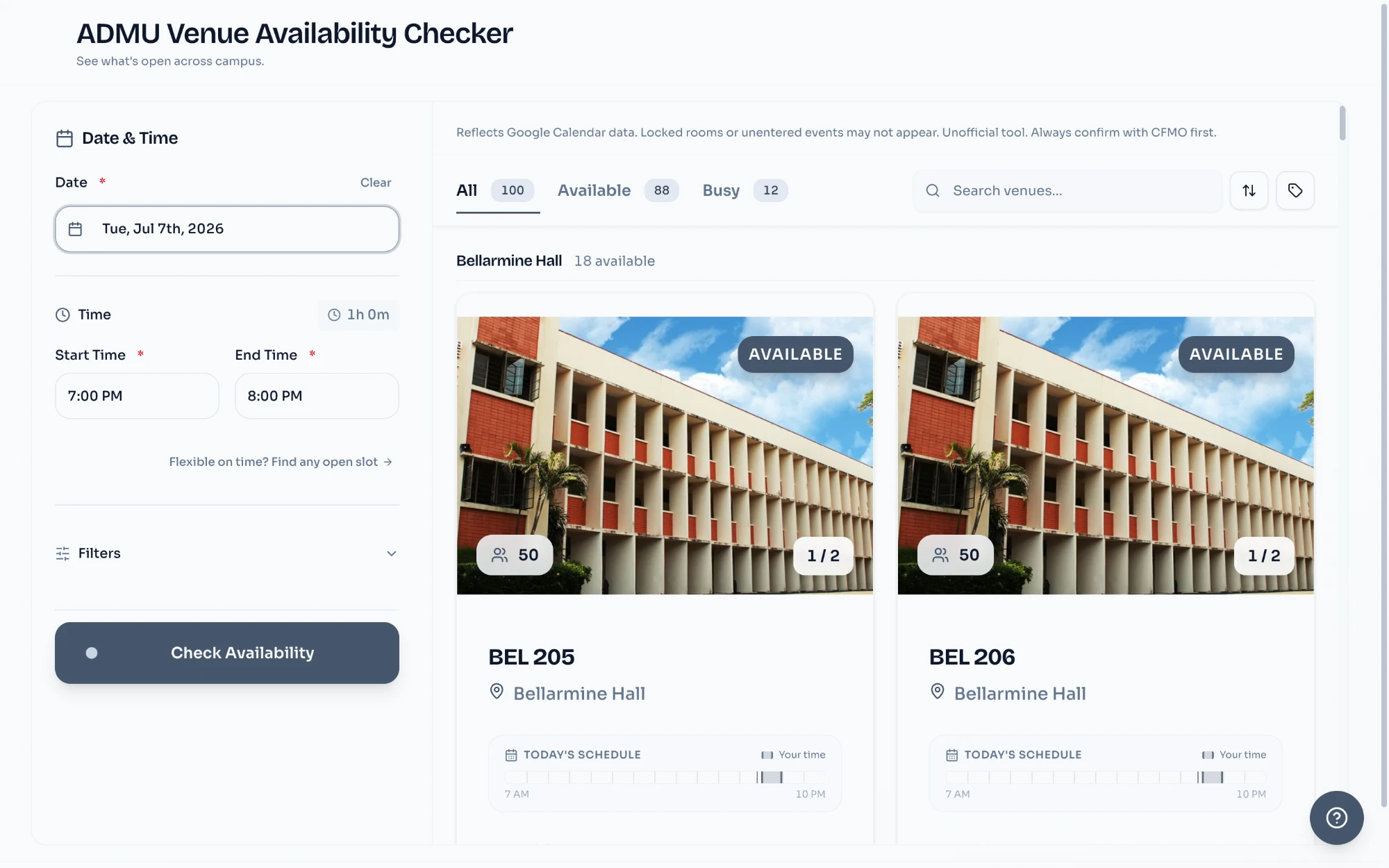 ADMU Venue Availability Checker